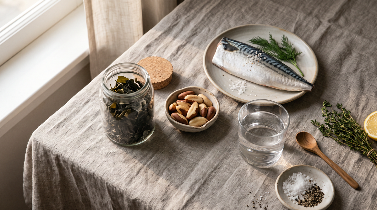 Aliments soutenant la thyroïde : algues, noix du Brésil, poisson et sel marin