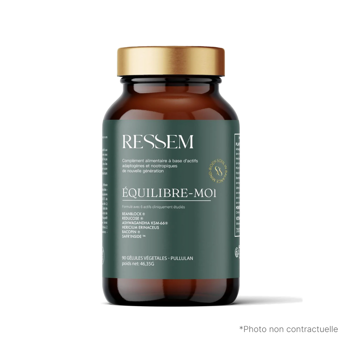 Pot ÉQUILIBRE-MOI, complément anti-stress et sommeil RESSEM à l'ashwagandha KSM-66, safran et bacopa
